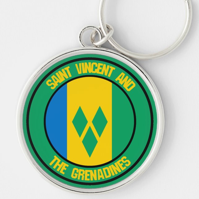 Saint Vincent and the Grenadines Round Emblem Keychain (Front)