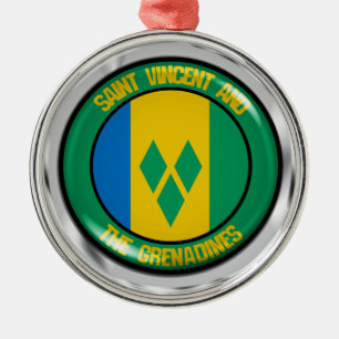 Saint Vincent and the Grenadines Round Emblem Metal Ornament