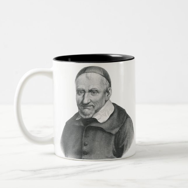 Saint Vincent de Paul Gentle Mercy Art Two-Tone Coffee Mug (Left)