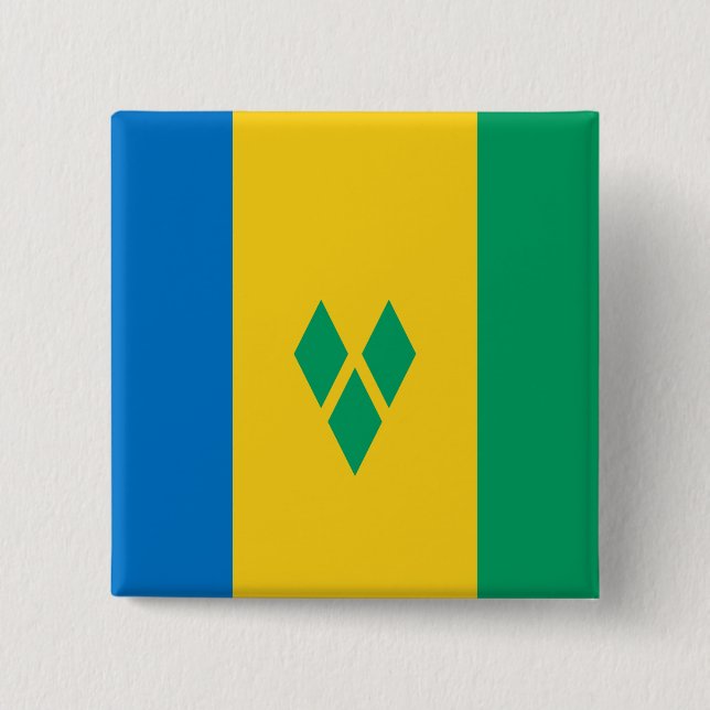 Saint Vincent & the Grenadines Flag 2 Inch Square Button (Front)