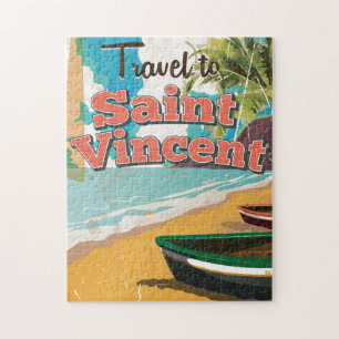 Saint Vincent vintage travel poster. Jigsaw Puzzle