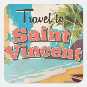 Saint Vincent vintage travel poster. Square Sticker