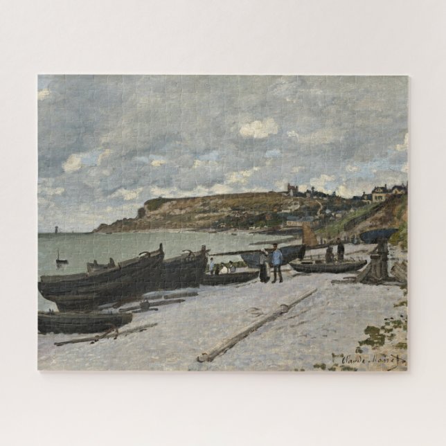 Sainte-Adresse by Monet - Boats Sea Cloudy Sky Jigsaw Puzzle (Horizontal)