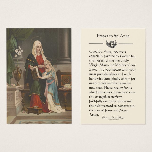 Sainte Anne Sainte Vierge Marie Prière Carte Saint (Devant & derrière)