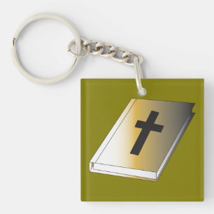 Sainte Bible dorée avec porte-clés religieux à cro