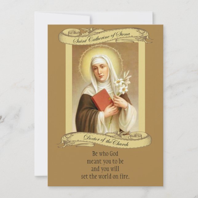 Sainte Catherine de Sienne Prière et Carte Sainte (Devant)
