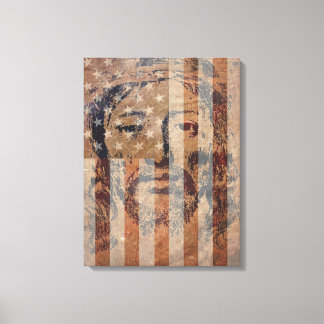 Sainte Face de Jésus et toile de drapeau américain