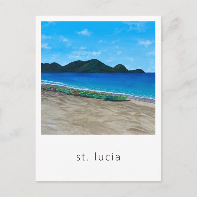 Sainte-Lucie Beach et . Carte postale de voyage (Devant)