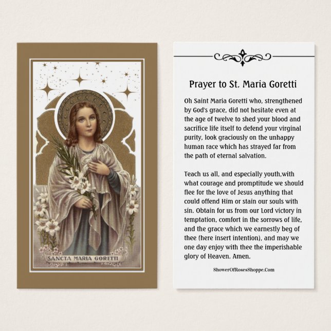 Sainte-Marie Goretti : Prière catholique Carte Sai (Devant & derrière)