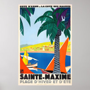 Sainte-Maxime Cote D'Azur France Vintage Travel Poster