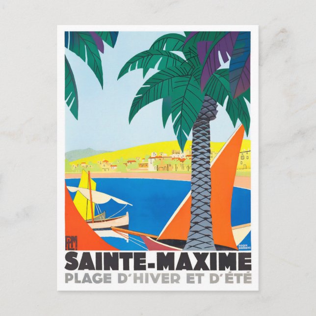 Sainte Maxime France vintage travel Postcard (Front)