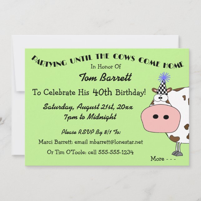 Sainte vache ! Invitations amusantes à la fête d'a (Devant)