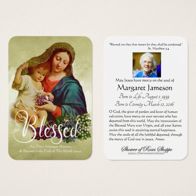 Sainte Vierge Marie Mémorial funéraire catholique  (Devant & derrière)