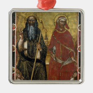 Saints Anthony Abbot and Eligius - Painted process Metal Ornament
