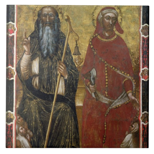 Saints Anthony Abbot and Eligius - Painted process Tile (Front)