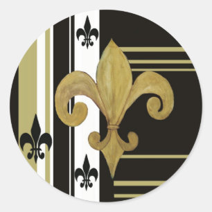Saints Black and Gold Fleur de lis Classic Round Sticker