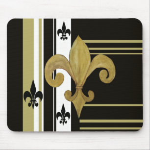 Saints Black and Gold Fleur de lis Mouse Pad