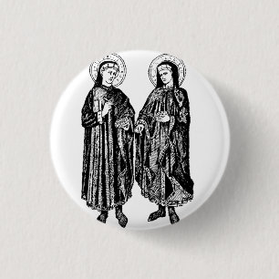 Saints Cosmas and Damian by Bicci di Lorenzo 1 Inch Round Button