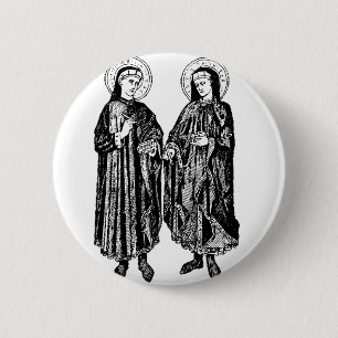 Saints Cosmas and Damian by Bicci di Lorenzo 2 Inch Round Button