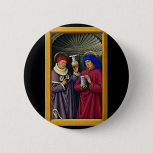Saints Cosmas and Damian by Jean Bourdichon 2 Inch Round Button