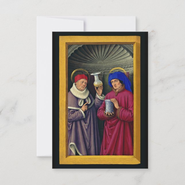 Saints Cosmas and Damian by Jean Bourdichon Thank You Card (Front)