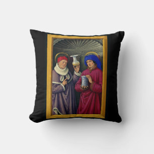 Saints Cosmas and Damian by Jean Bourdichon Throw Pillow