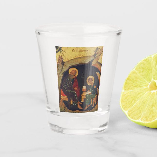 Saints John the Theologian and Prochoros Shot Glass (Front)