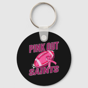 Saints Pink Out Football Tackle Breast Cancer Keychain