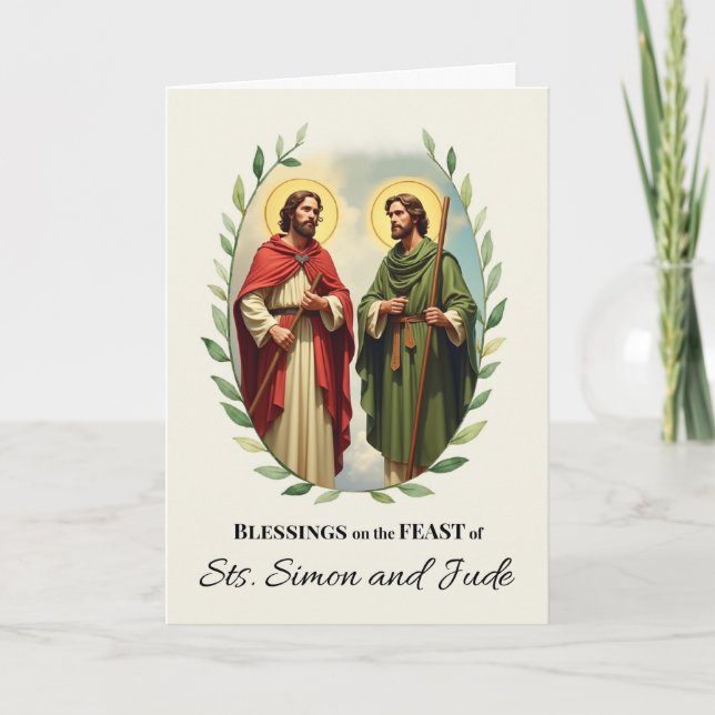 Saints Simon and Jude Feast Day Blessings Wreath Card (Front)