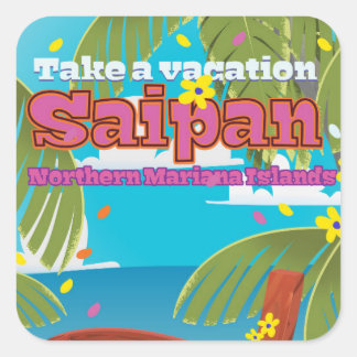 Saipan island travel poster . square sticker