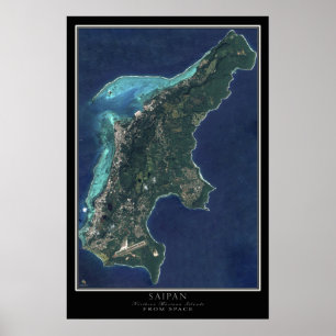 Saipan - Northern Mariana Islands Satellite Map Poster