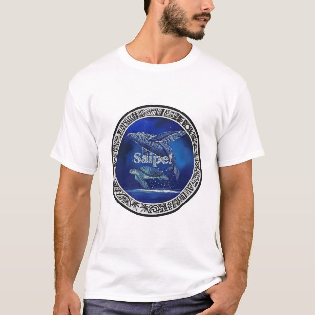 Saipe Tonga Off grid Pacific island whale turtle T-Shirt (Front)