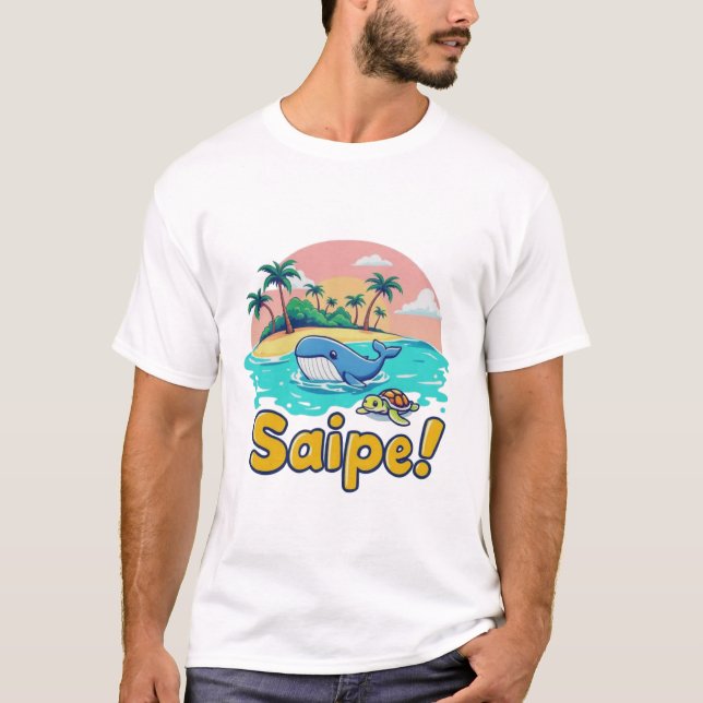 Saipe Tonga Off grid Pacific island whale turtle T-Shirt (Front)