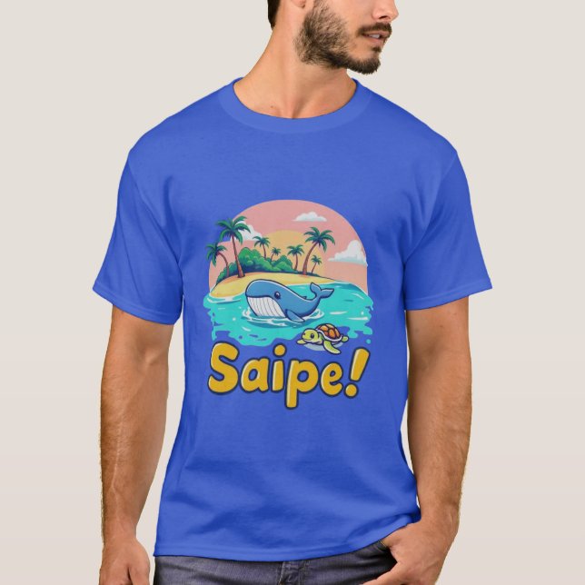 Saipe Tonga Off grid Pacific island whale turtle T-Shirt (Front)