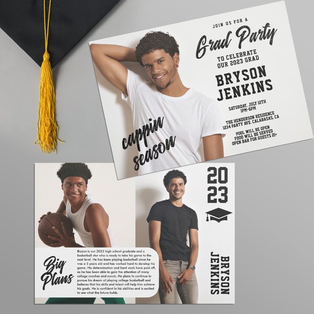 Saison Cappin Masculine Graduine Invitation (Créateur téléchargé)