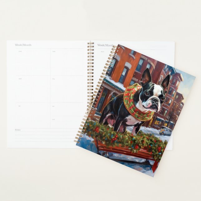 Saison de Noël de Boston Terrier (Devant avec enveloppe)