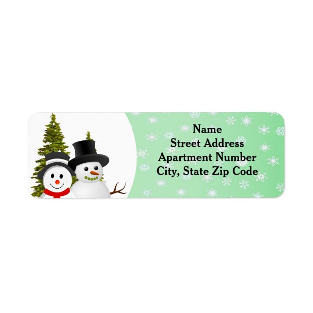 Saison de vacances Snowman et Snowflake Étiquette  (Devant)