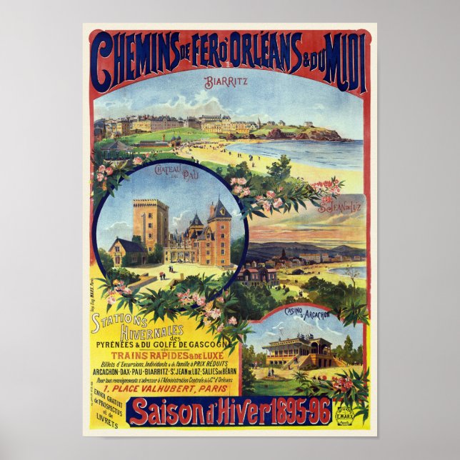 Saison d'hiver 1895/96 France Vintage Poster (Front)