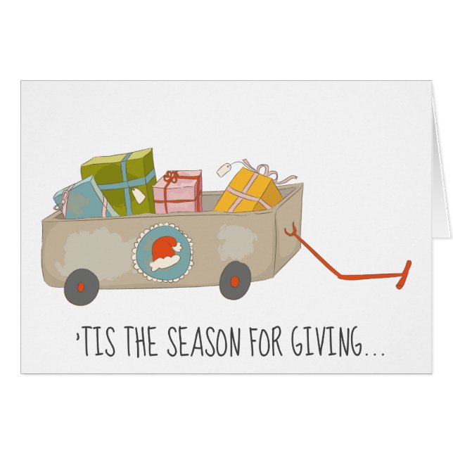 Saison pour donner carte de Noël de Panier de vaca (Devant horizontal)