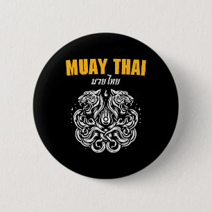 Sak Yant Muay Thai Art Tattoo Twin Tiger Kickboxin 2 Inch Round Button