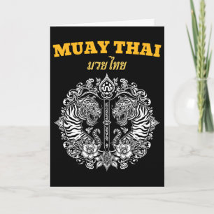 Sak Yant Muay Thai Art Tattoo Twin Tiger Kickboxin Card