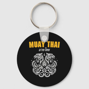 Sak Yant Muay Thai Art Tattoo Twin Tiger Kickboxin Keychain