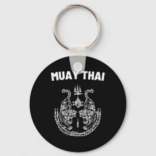 Sak Yant Muay Thai Art Tattoo Twin Tiger Kickboxin Keychain