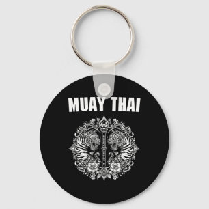 Sak Yant Muay Thai Art Tattoo Twin Tiger Kickboxin Keychain