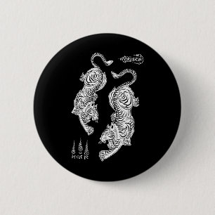 Sak Yant Muay Thai Kickboxing Tigers Tattoo Asian  2 Inch Round Button