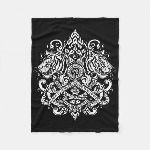 Sak Yant Muay Thai Mma Tattoo Twin Tiger Martial A Fleece Blanket
