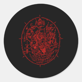 Sak Yant Thailand Tattoo Magical Thai Tattoos Thai Classic Round Sticker