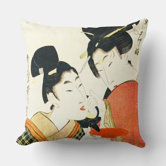 Sake Cup 1801 Throw Pillow (Front)