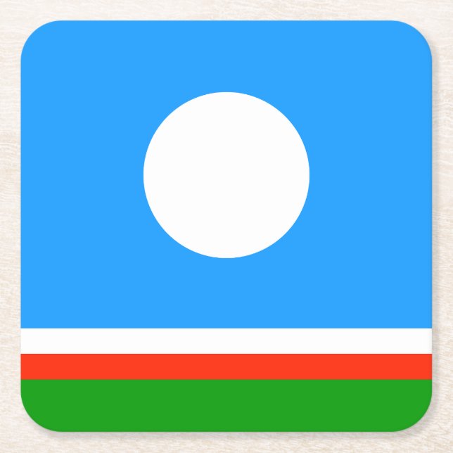 Sakha Flag Square Paper Coaster (Front)