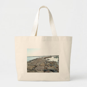Sakonnet Point breakwater - Little Compton, RI Large Tote Bag